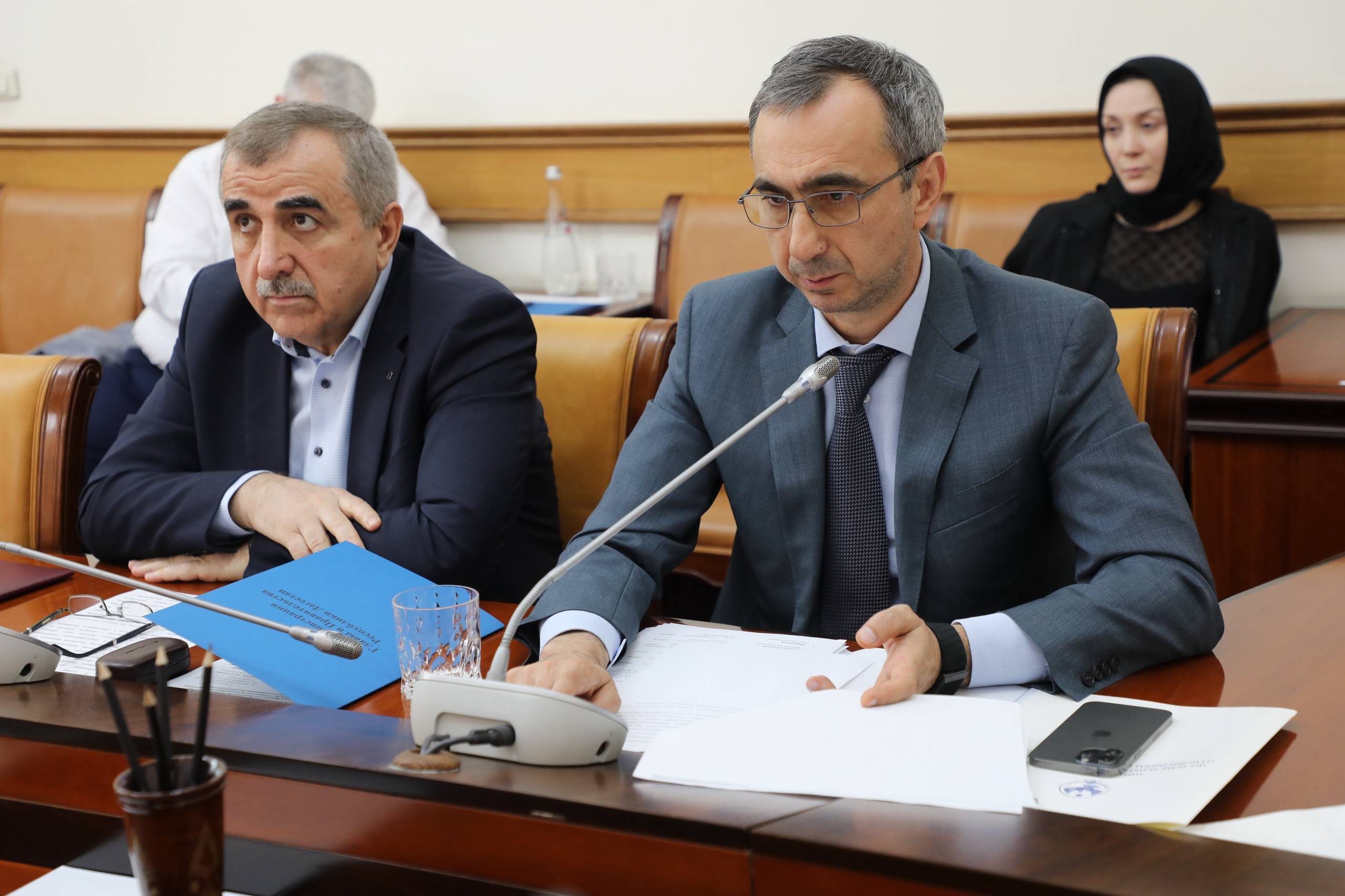Абдулмуслим Абдулмуслимов провел встречу с директором Управления Федеральной почтовой связи РД Русланом Алибеговым